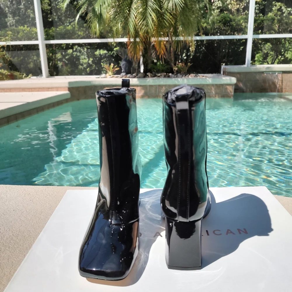 Good American square toe heeled ankle booties - Picture 7 of 8